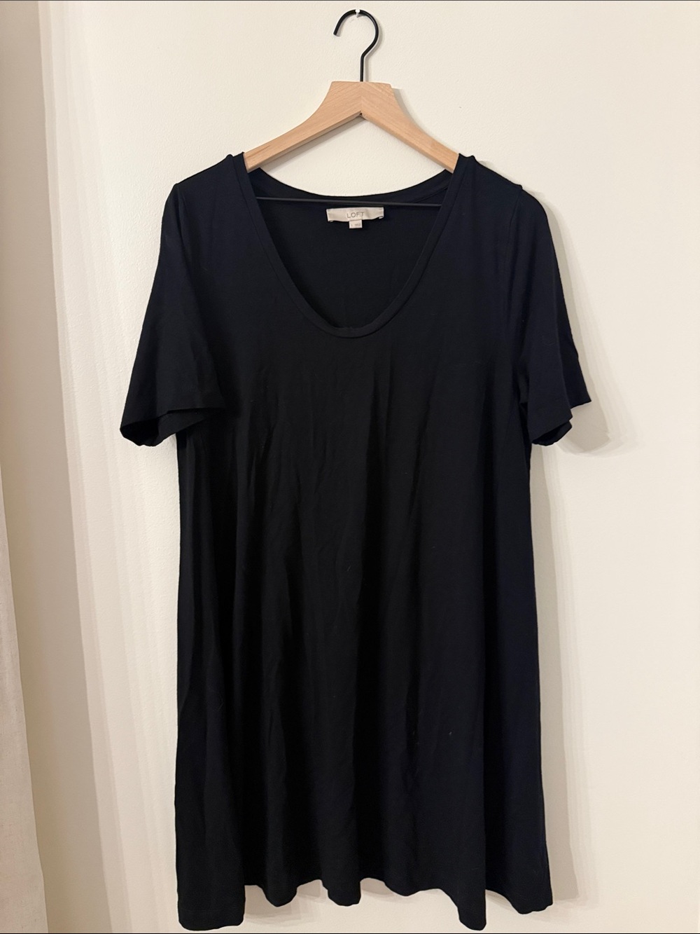LOFT Black Scoop Neck Short Sleeve Tee Dress